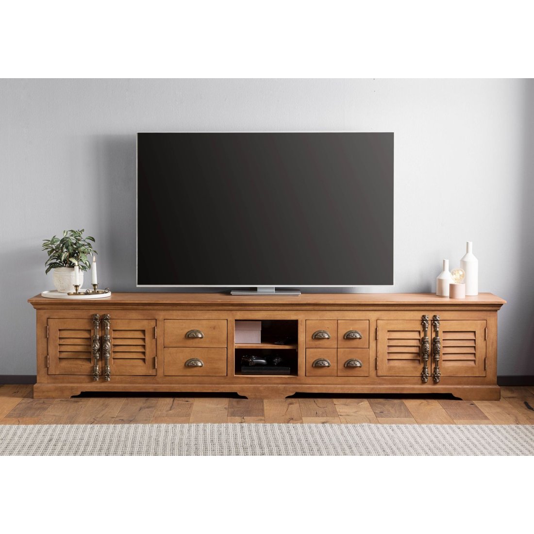 Massivmöbel24 TV-Board Mango beige geölt TOULOUSE