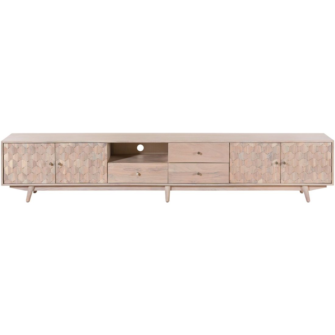 TV-Board Akazie 260x40x49 weiß lackiert MOSAYK #218 Massivmöbel24 TV-Board Akazie weiß lackiert MOSAYK