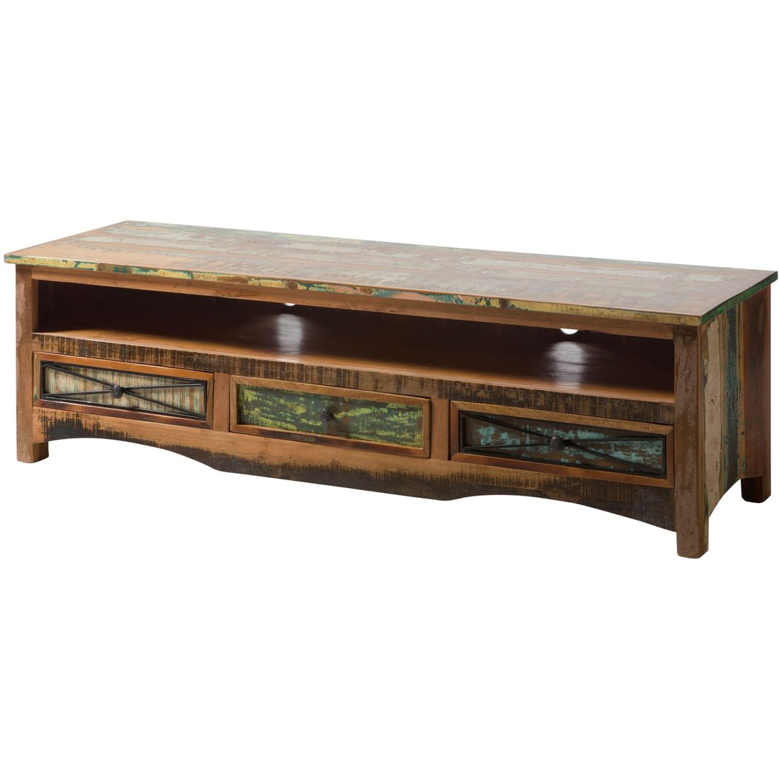 TV-Board Altholz 170x50x50 mehrfarbig lackiert NATURE OF SPIRIT #134 Massivmöbel24 TV-Board Altholz mehrfarbig lackiert NATURE OF SPIRIT