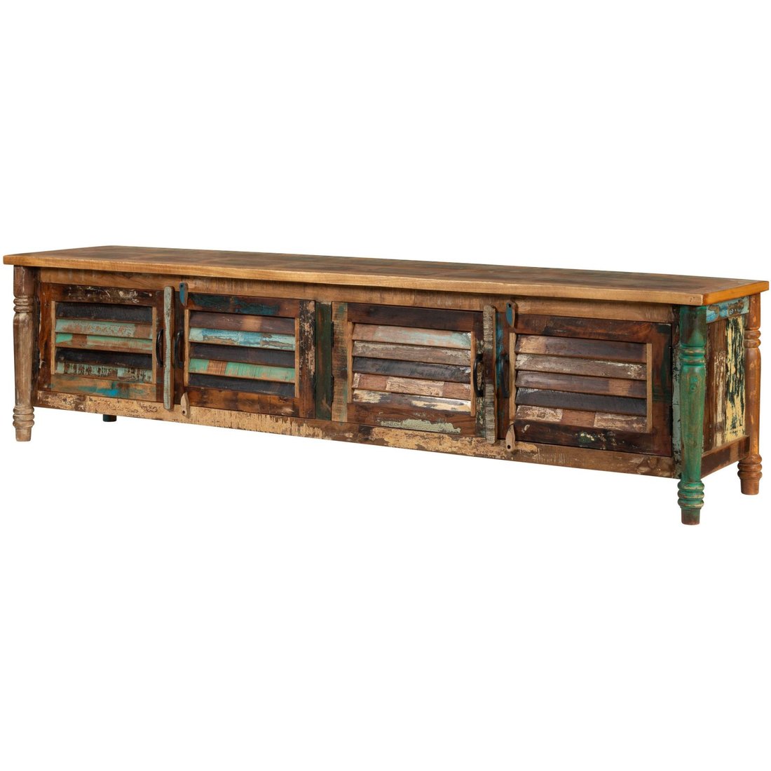 TV-Board Altholz 220x50x55 mehrfarbig lackiert FABLE #34 Massivmöbel24 TV-Board Altholz mehrfarbig lackiert FABLE