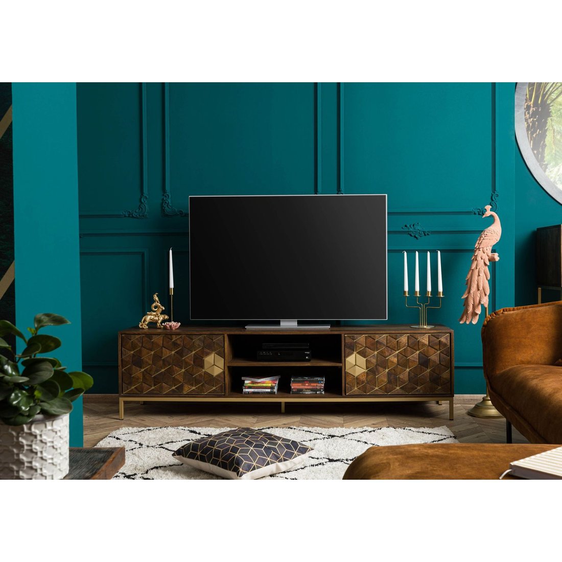 TV-Board Mango 190x45x50 braun geölt DIAMOND #205 Massivmöbel24 TV-Board Mango braun geölt DIAMOND