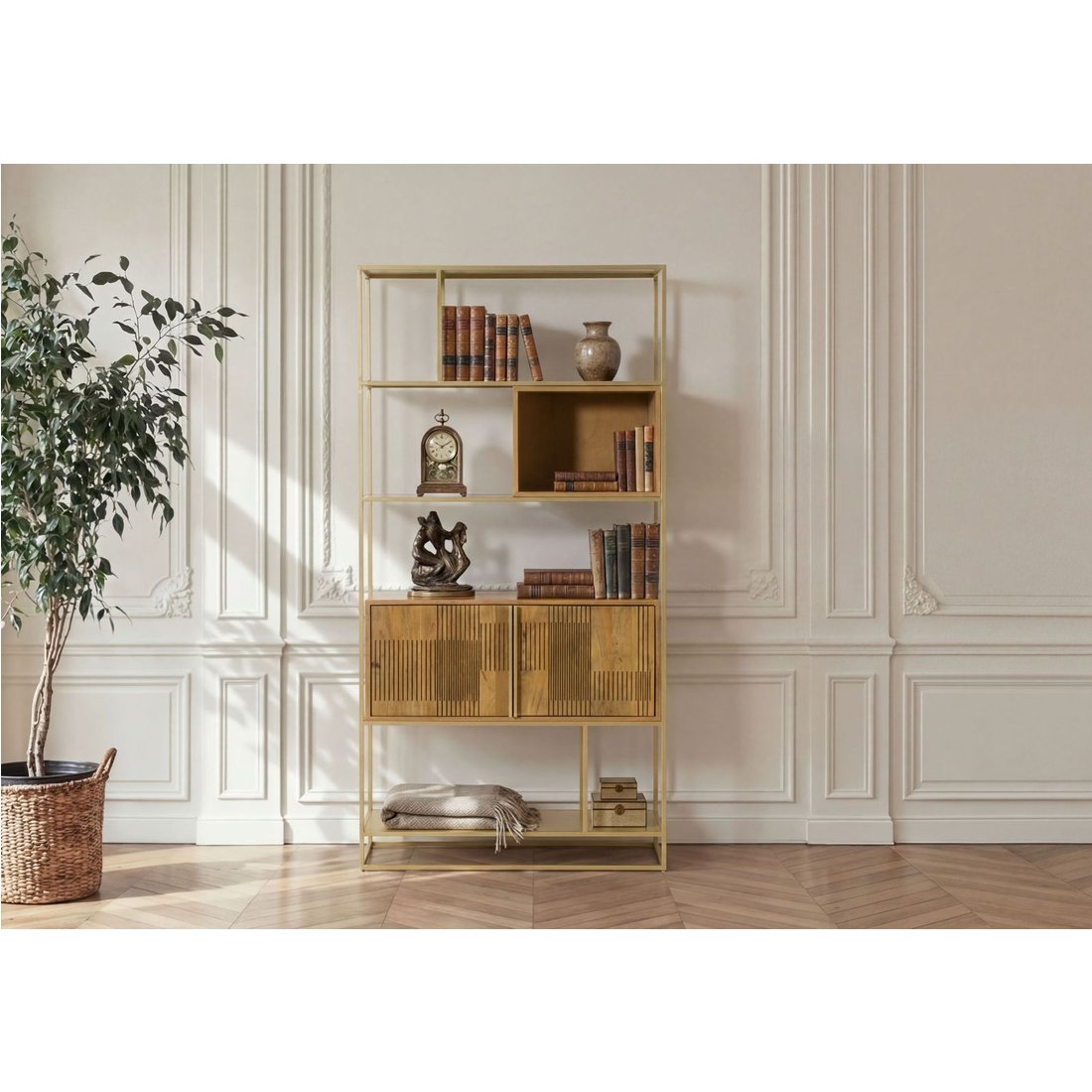 Massivmöbel24 Bücherregal Mango hellbraun geölt MIAMI