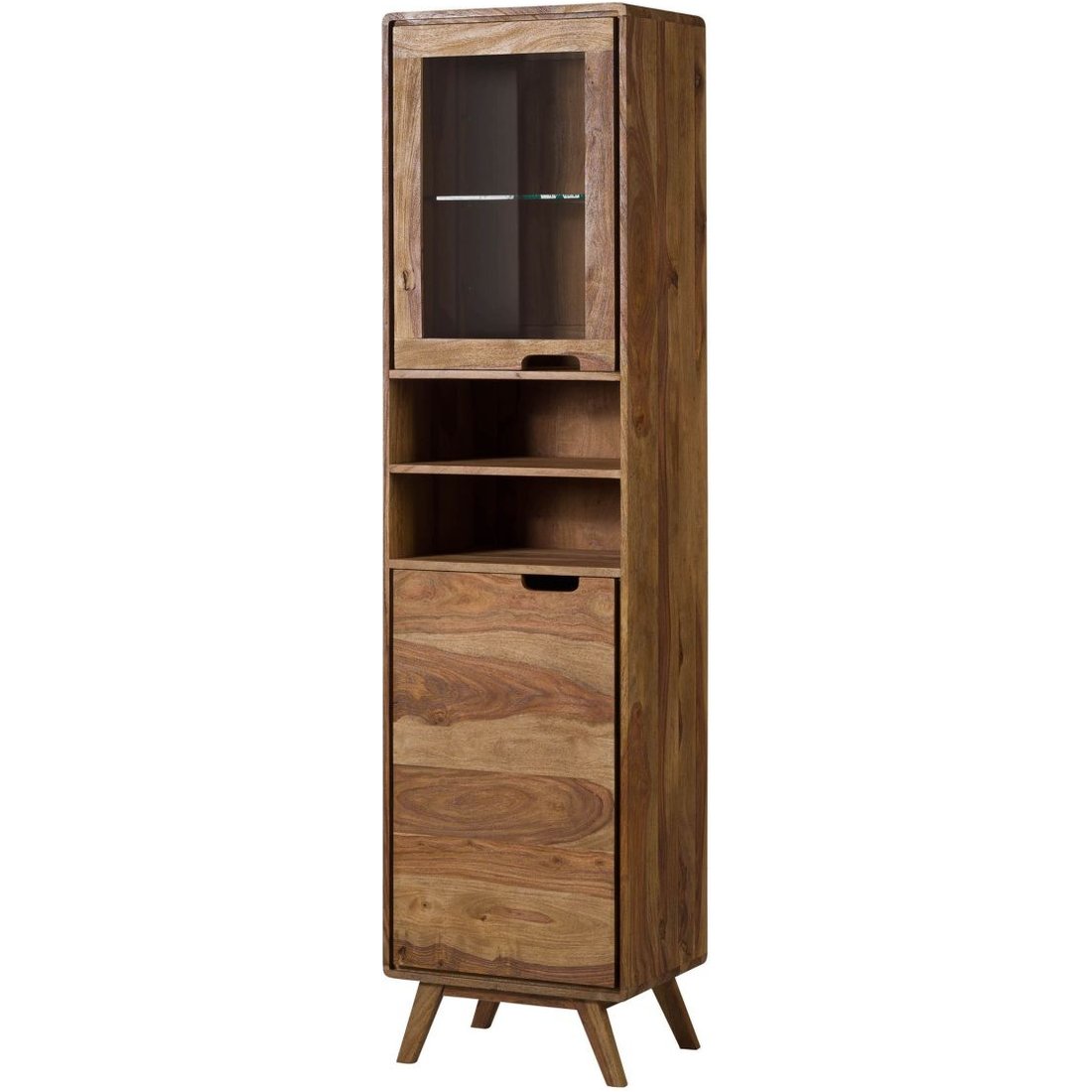 Hochschrank Sheesham 50x35x193 natur sandgestrahlt MALMÖ 2 #255 Massivmöbel24 Hochschrank Sheesham natur sandgestrahlt MALMÖ 2