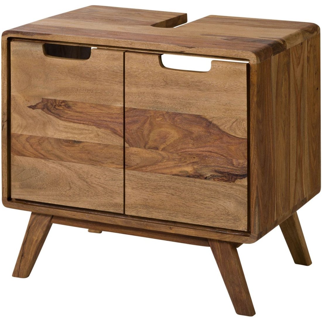 Waschbeckenunterschrank Sheesham 60x40x55 natur sandgestrahlt MALMÖ 2 #265 Massivmöbel24 Waschbeckenunterschrank Sheesham natur sandgestrahlt MALMÖ 2