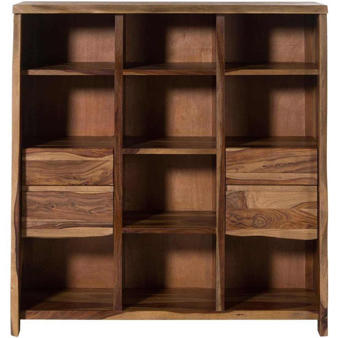Massivmöbel24 Bücherregal Sheesham natur lackiert / sandgestrahlt PURE SHEESHAM