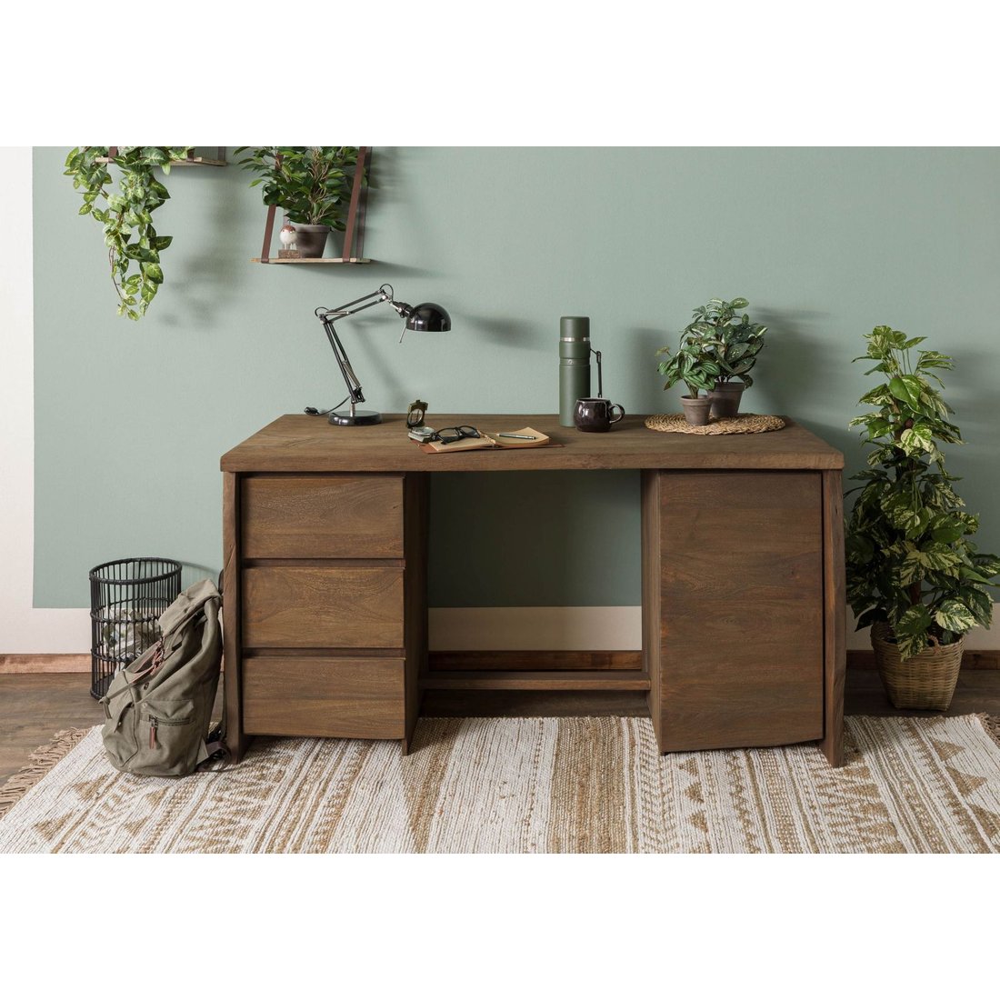 Schreibtisch Mango 150x75x78 braun geölt / sandgestrahlt PURE MANGO #110 Massivmöbel24 Schreibtisch Mango braun geölt / sandgestrahlt PURE MANGO