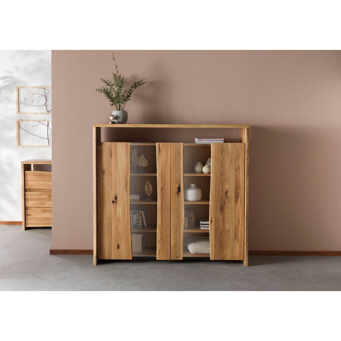 Highboard Wildeiche 160x45x147 natur geölt PURE OAK #112 Massivmöbel24 Highboard Wildeiche natur geölt PURE OAK