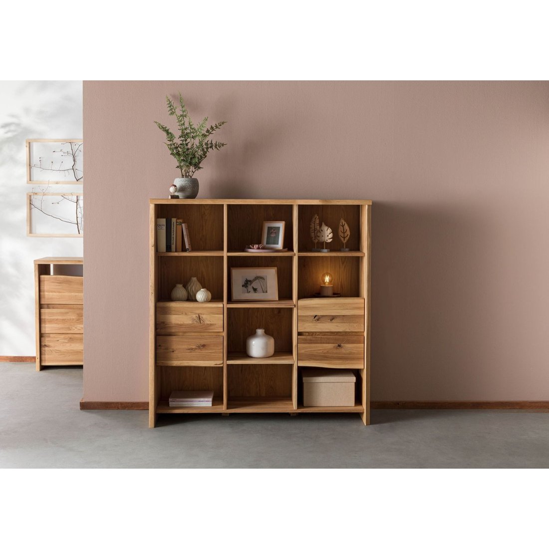 Bücherregal Wildeiche 142x45x147 natur geölt PURE OAK #110 Massivmöbel24 Bücherregal Wildeiche natur geölt PURE OAK