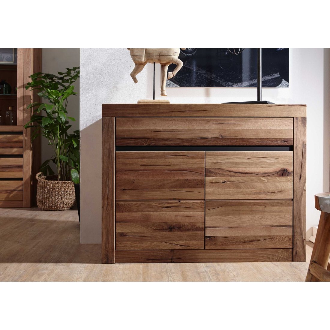 Sideboard Wildeiche / Zerreiche 108x43x80 braun geölt MONTREUX #350 Massivmöbel24 Sideboard Wildeiche / Zerreiche braun geölt MONTREUX