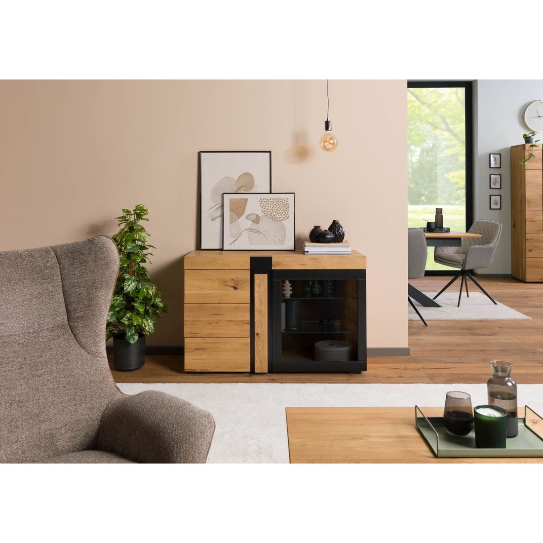 Sideboard Wildeiche 115x45x75 natur geölt ROTTERDAM #115 Massivmöbel24 Sideboard Wildeiche natur geölt ROTTERDAM