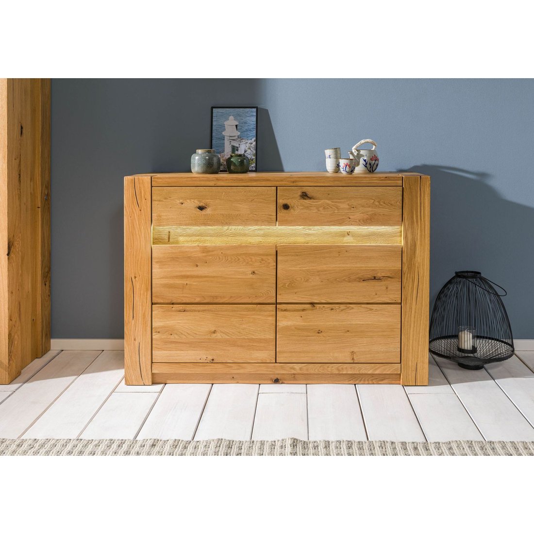 Sideboard Wildeiche 123x40x85 natur geölt KENT #130 Massivmöbel24 Sideboard Wildeiche natur geölt KENT