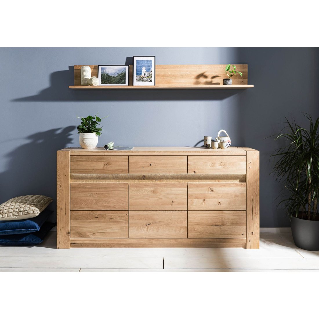 Sideboard Wildeiche 173x40x85 beige geölt KENT #208 Massivmöbel24 Sideboard Wildeiche beige geölt KENT