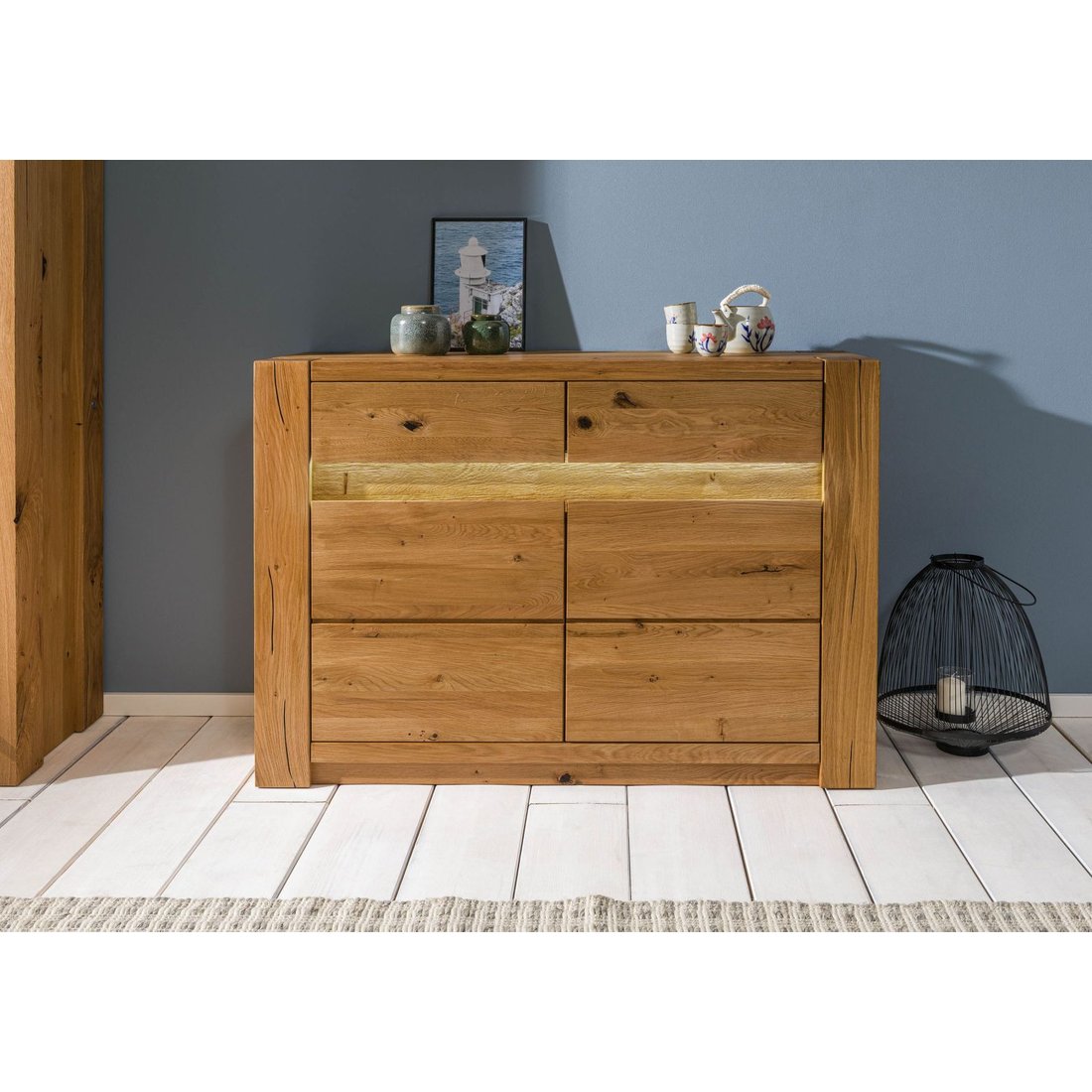 Sideboard Wildeiche 123x40x85 braun geölt KENT #330 Massivmöbel24 Sideboard Wildeiche braun geölt KENT