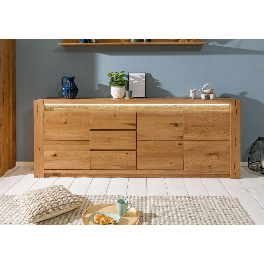 Sideboard Wildeiche 223x40x85 braun geölt KENT #331 Massivmöbel24 Sideboard Wildeiche braun geölt KENT