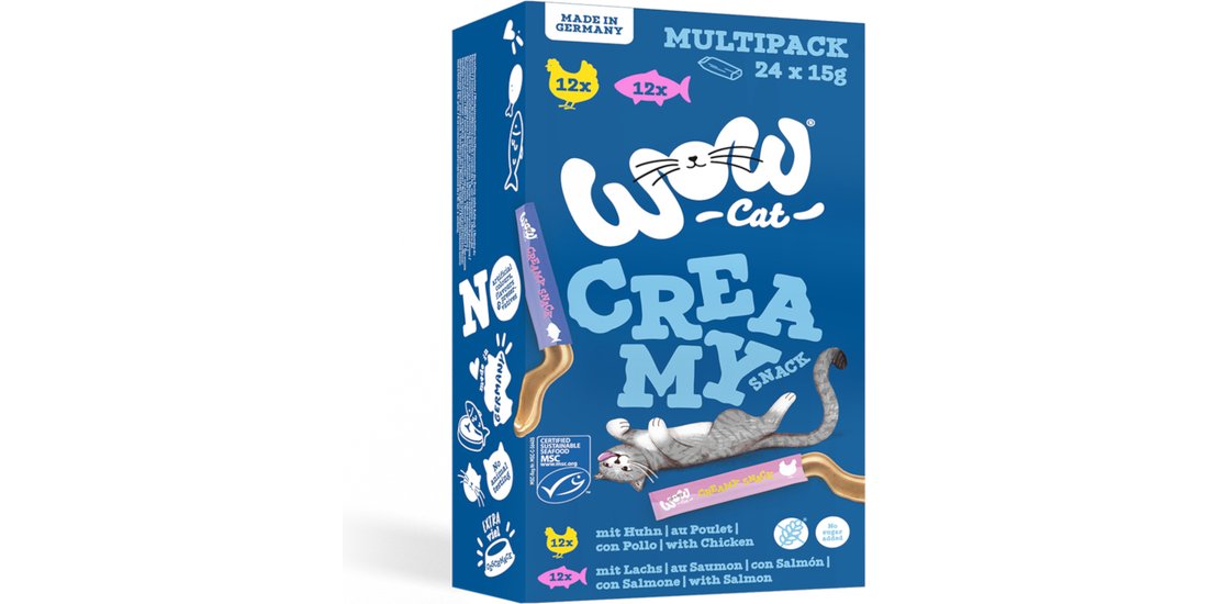 WOW Cat Creamy Snack 24 x 15 g – Mix (2 varianti…