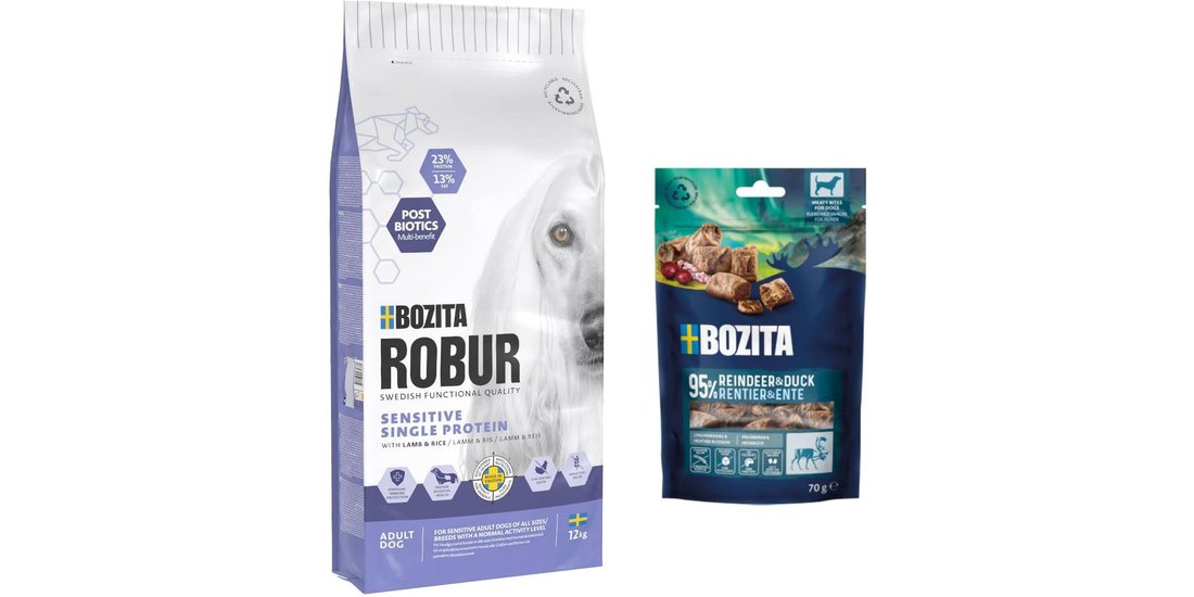 75 kg / 12 kg Bozita Robur + 2 x 70 g Meaty Bites…