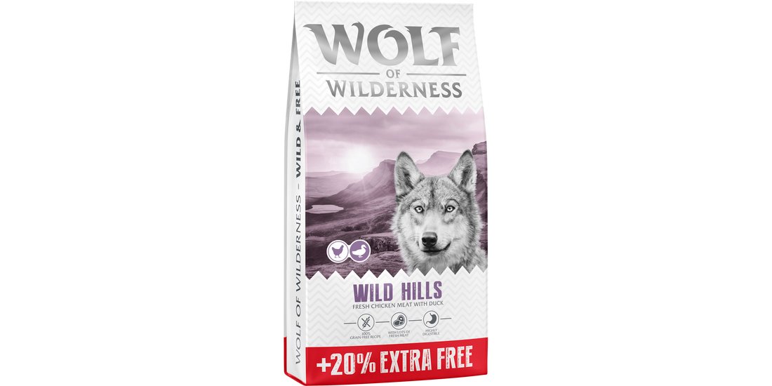 12 kg + 24 kg gratis! 144 kg Wolf of Wilderness…