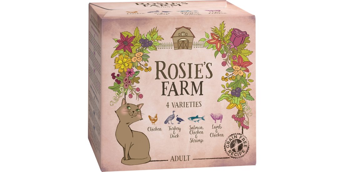 Rosie’s Farm Adult 4 x 100 g Pacco misto umido…