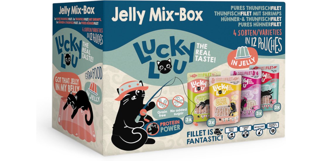 Lucky Lou Extra Food 12 x 70 g – Mix-Box in gelatina…