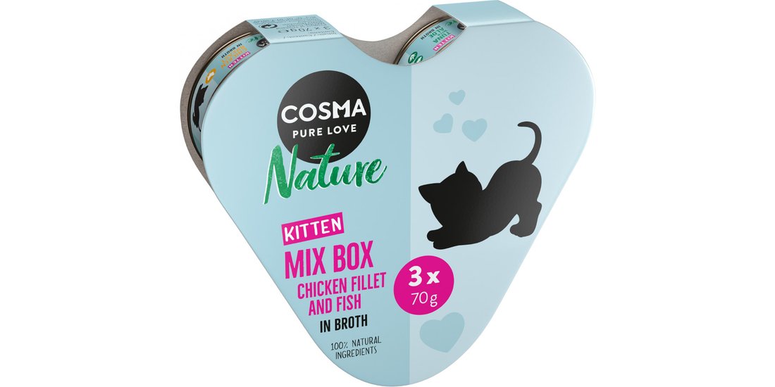 Cosma Nature Kitten Heart Box 3 x 70 g – 3 x …