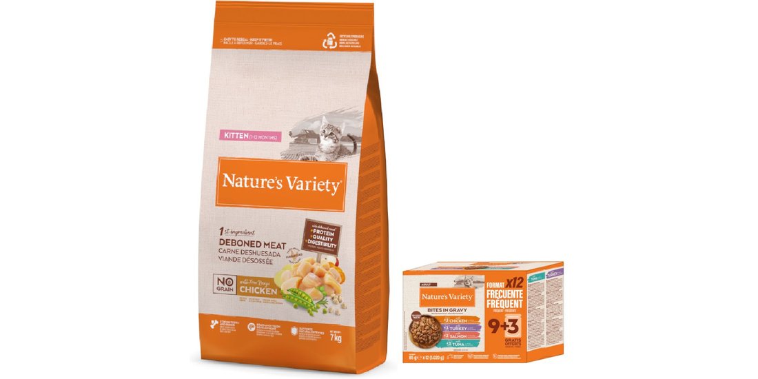 7 kg Crocchette Nature’s Variety + 12 x 85 g …