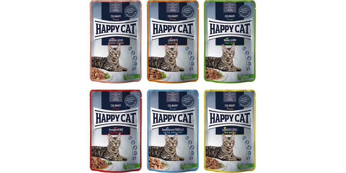 Happy Cat Buste Meat in Sauce 48 x 85 g – Mix…