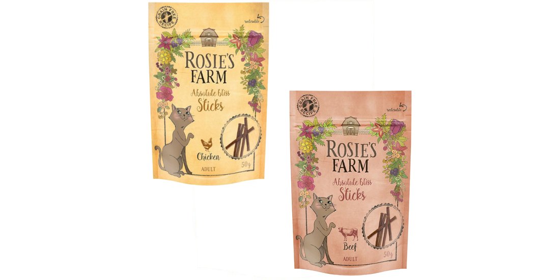 Set prova! Rosie’s Farm Snack per gatti – “Sticks…