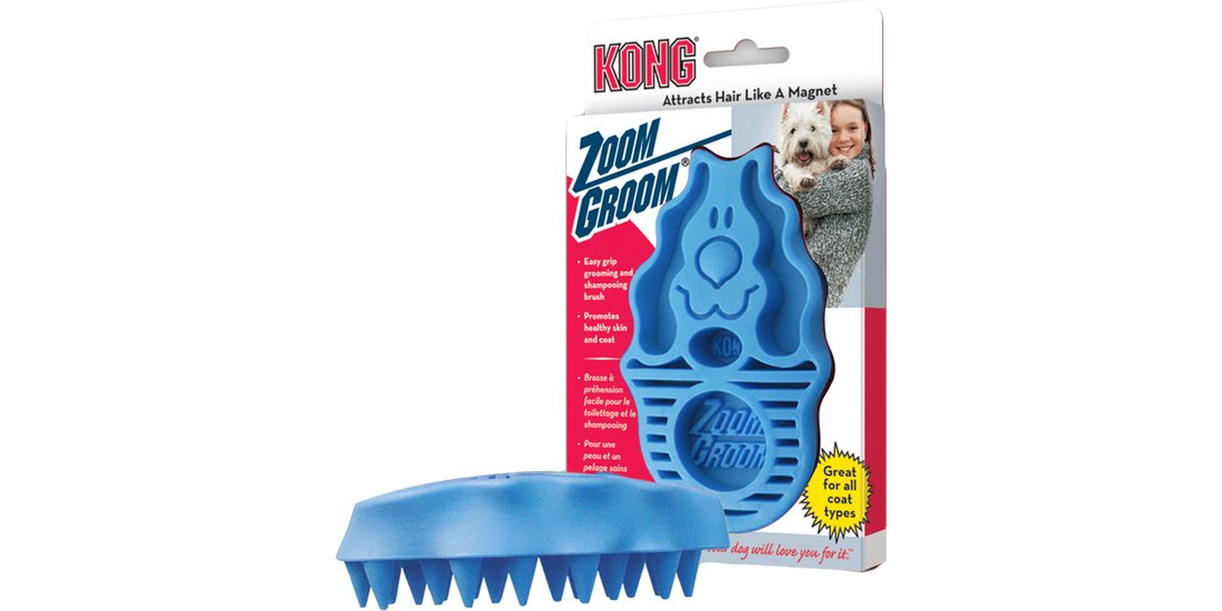 Spazzola-massaggio KONG Dog Zoom Groom – blu