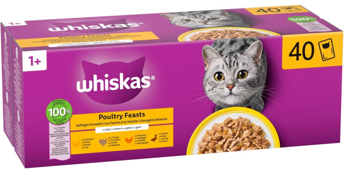 Whiskas 1+ Adult Buste 40 x 85 g – Pollame in…
