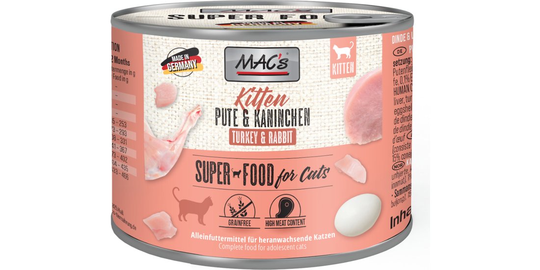 MAC´s Cat 6 x 200 g – Kitten Tacchino & Coniglio…