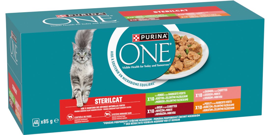 PURINA ONE Sterilized 40 x 85 g – Mix: Manzo …