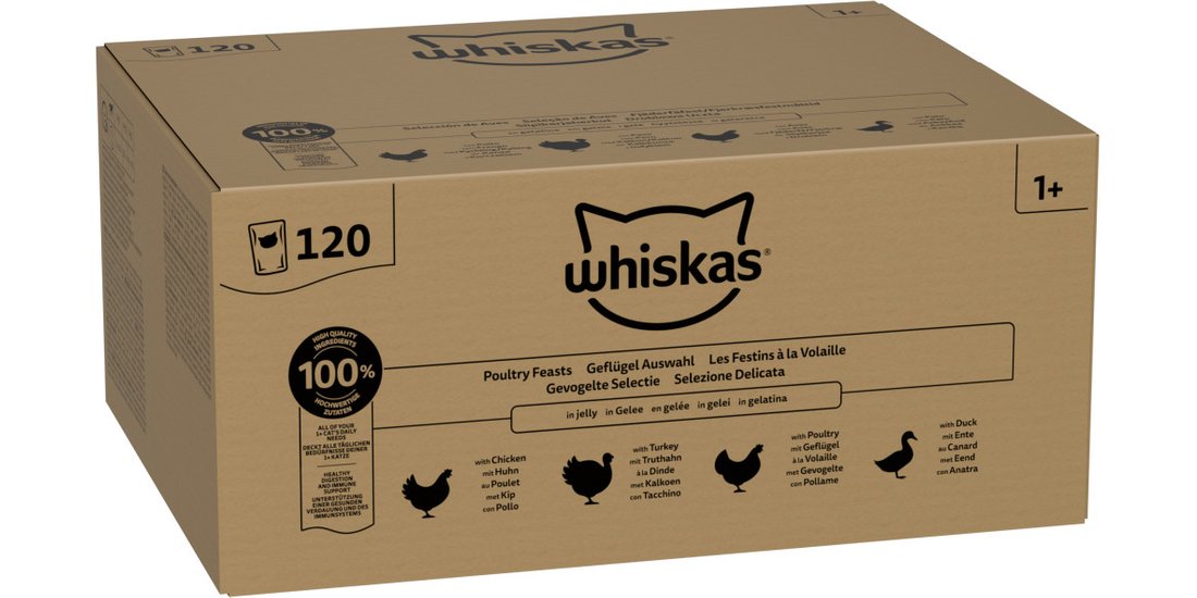 Whiskas Adult Buste Selezione di pollame in gelatina…