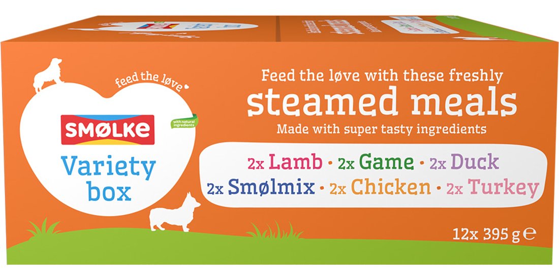 Smølke Steamed Meals 12 x 395 g Umido per cane…