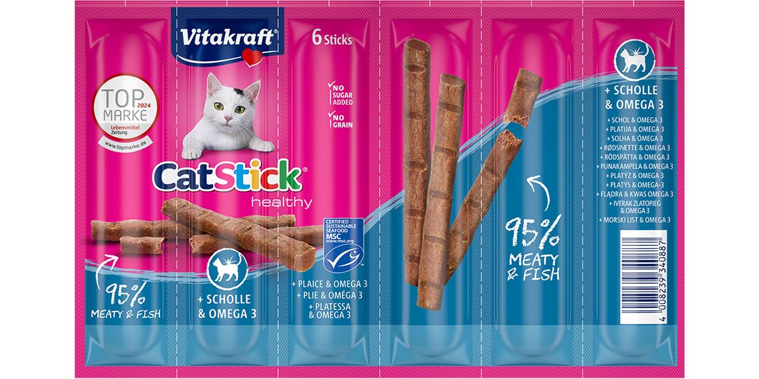 Vitakraft Cat Stick Healthy – 6 x 6 g Platessa…