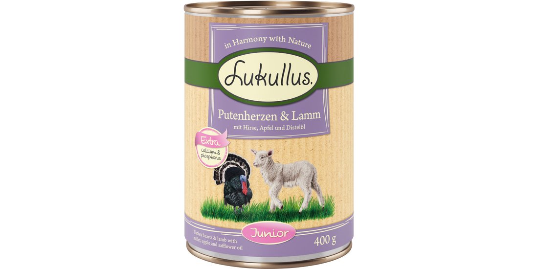 Lukullus Junior senza cereali 24 x 400 g – Cuori…