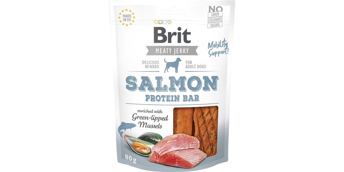 Brit Jerky Protein Bar Salmone Snack cane – 80…