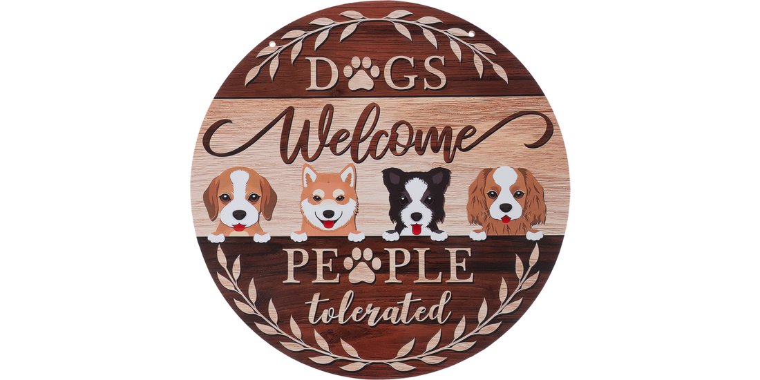Targa da porta di TIAKI “Dogs Welcome – People…