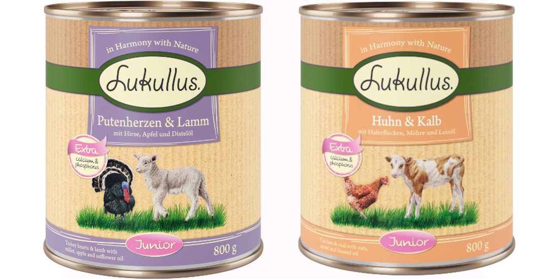 Lukullus Junior 12 x 800 g – Mix (2 gusti): Cuori…