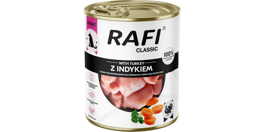 Rafi Dog Classic 24 x 800 g – Tacchino