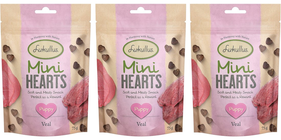 Lukullus Puppy “Mini Hearts” Snack di vitello…
