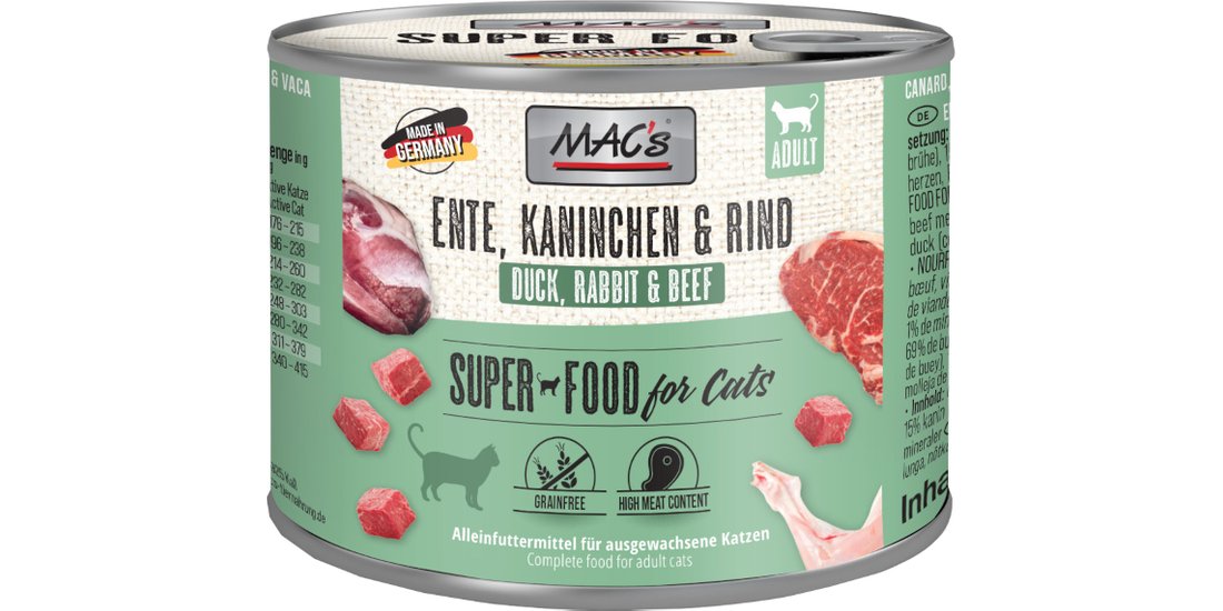 MAC’s Cat 12 x 200 g – Anatra Coniglio Manzo