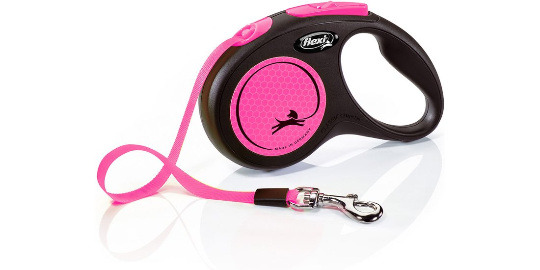 Guinzaglio avvolgibile a fettuccia rosa flexi…
