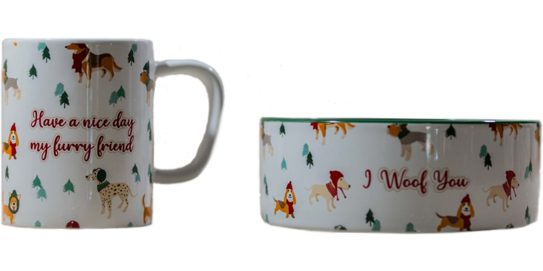 Set di tazze e ciotole “Funny Winter Dogs” di…