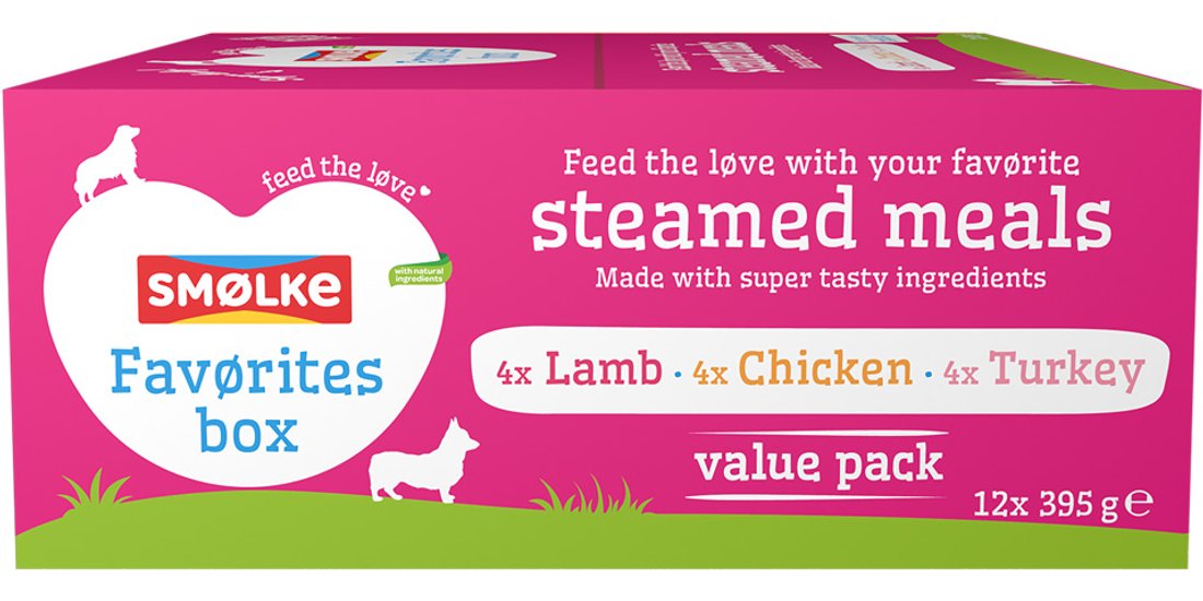 Smølke Steamed Meals 12 x 395 g Umido per cane…