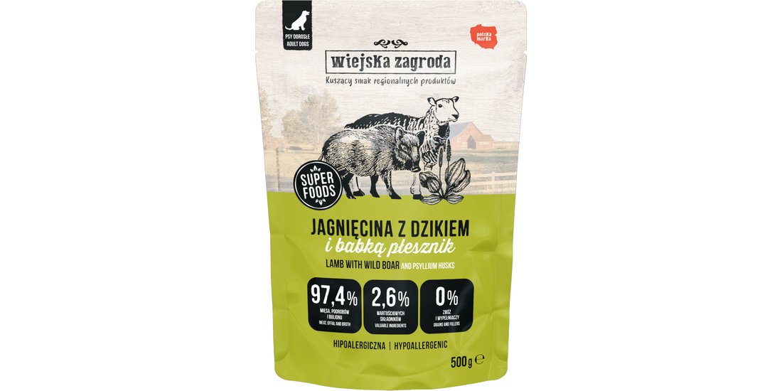 Wiejska Zagroda Dog Adult in busta 500 g – Agnello…
