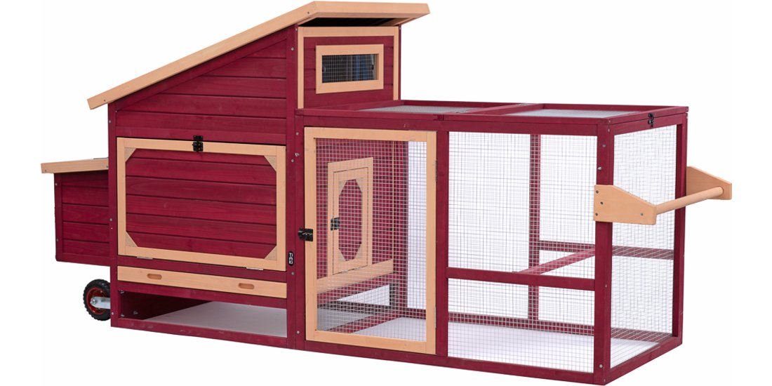 Pollaio in legno con ruote TIAKI – L 2366 x L…
