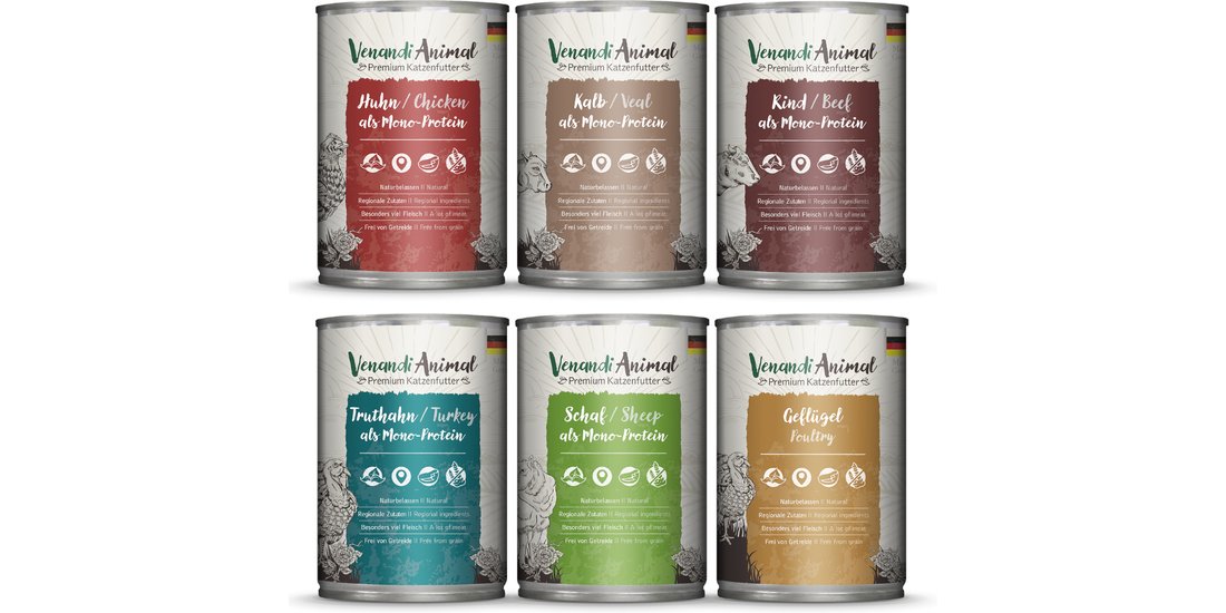 Venandi Animal 6 x 400 g Pacco misto umido gatto…