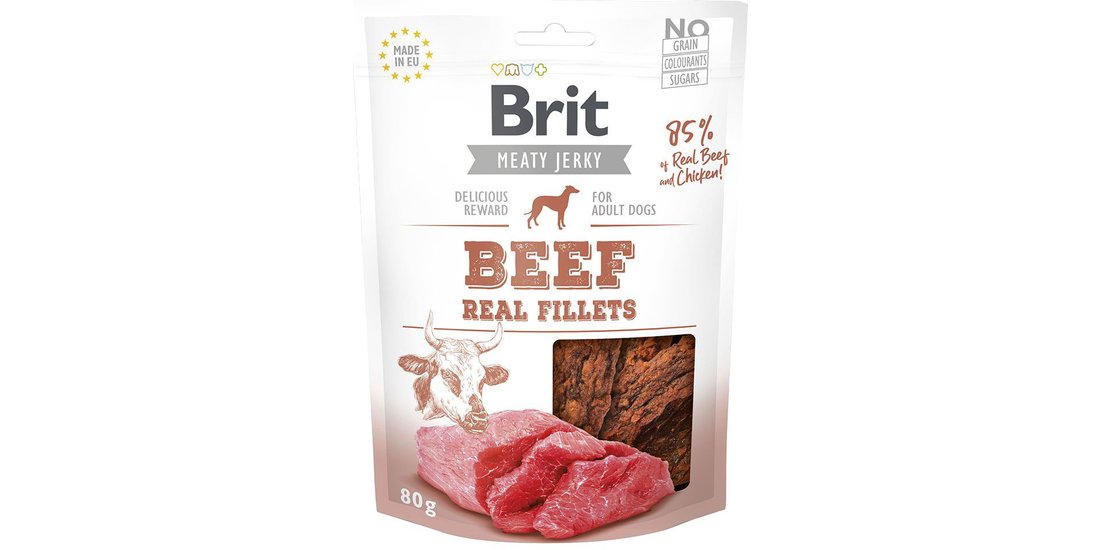 Brit Jerky Fillets Manzo Snack cane – 80 g