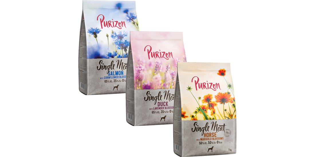 Set prova! 3 x 1 kg Purizon – Single Meat: Cavallo…