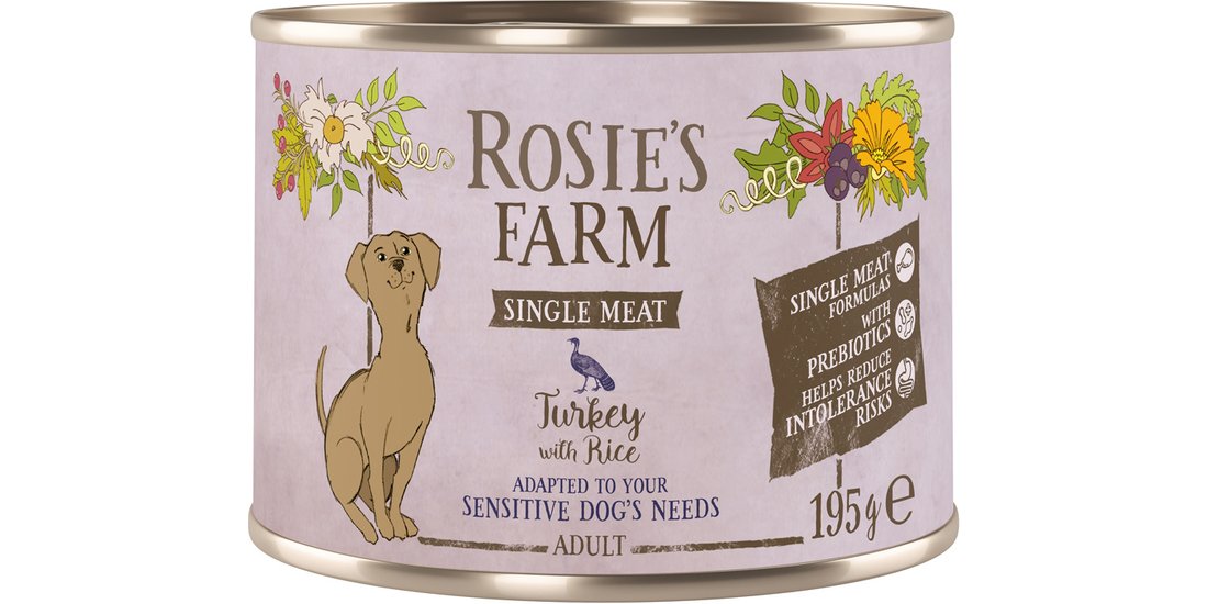 Rosie’s Farm Single Meat Adult 6 x 195 g – Tacchino…